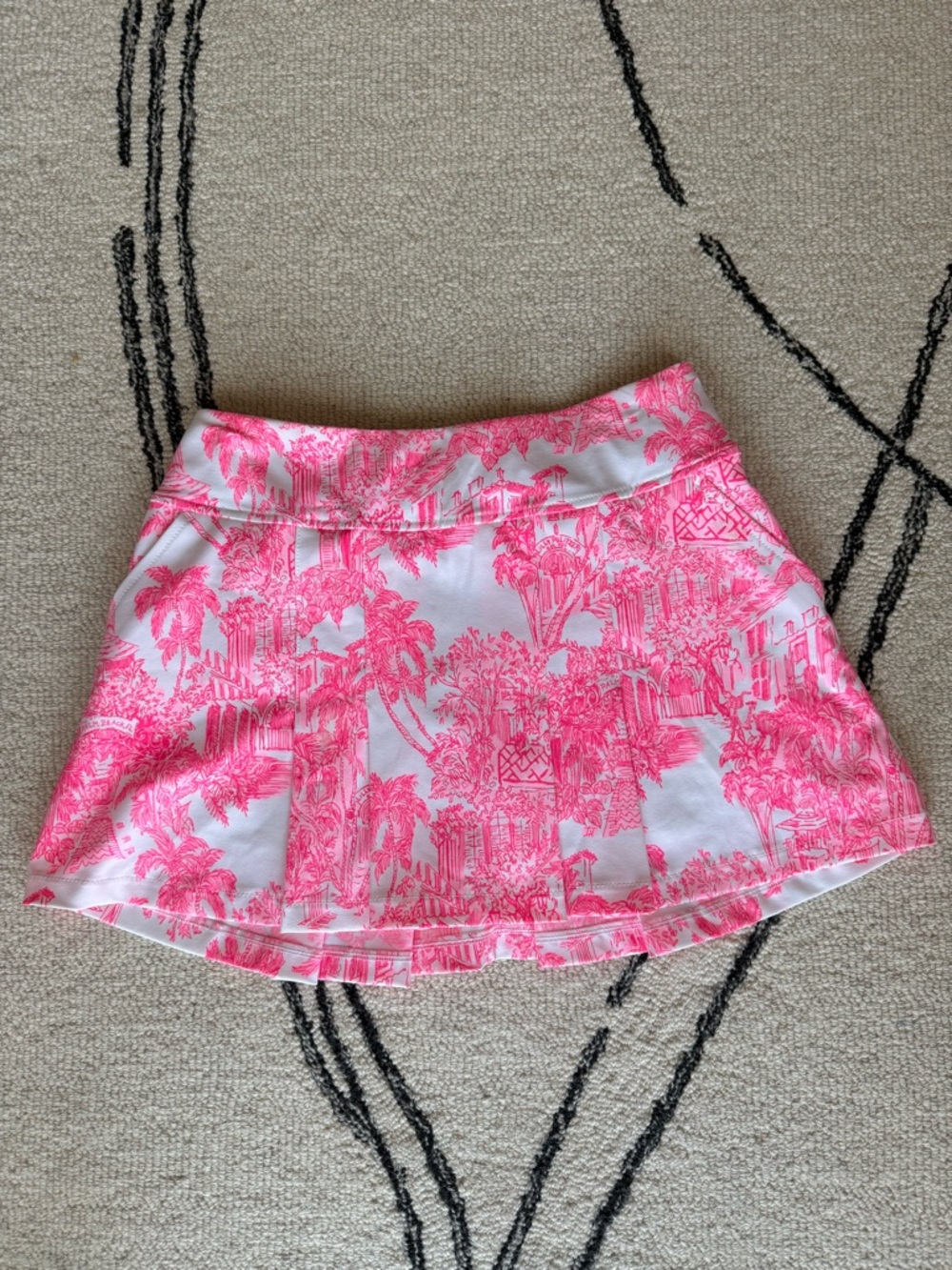 Lilly Pulitzer White & Hot Pink Palm-Print Skater Skirt